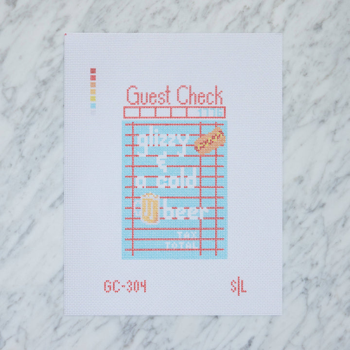 Stitch Lane Designs – Glizzy &amp; a Cold Beer Guest Check Needlepoint Canvas