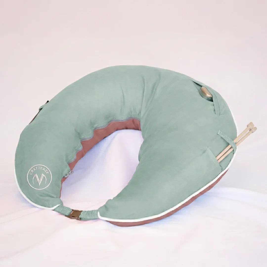 Crafteaze by Valari Maker's Pillow | Green & Peach Velvet