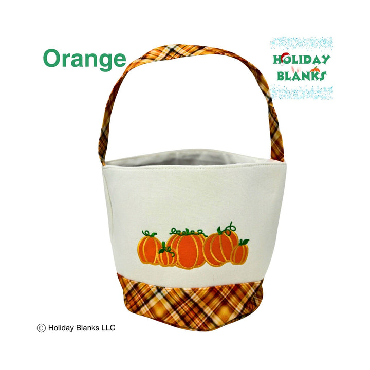 Holiday Blanks - Halloween plaid with pumpkins design basket embroidery blanks: Purple - Pisgah Needleworks