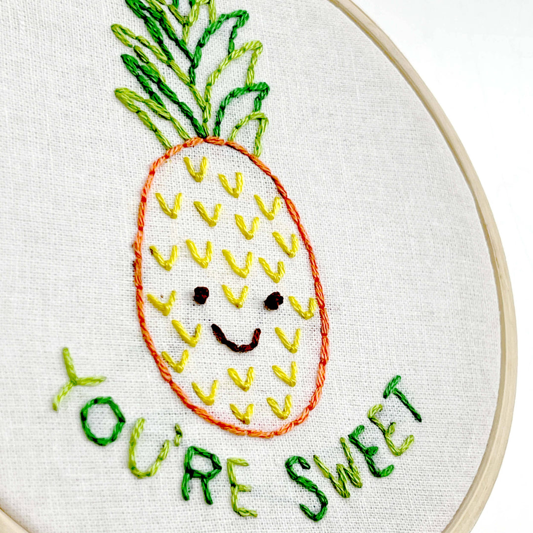 Penguin & Fish – Pineapple Embroidery Kit | 4" Beginner Hand Embroidery Kit