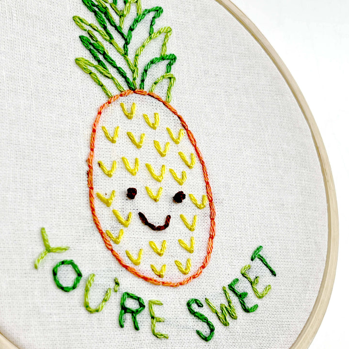 Penguin & Fish – Pineapple Embroidery Kit | 4" Beginner Hand Embroidery Kit