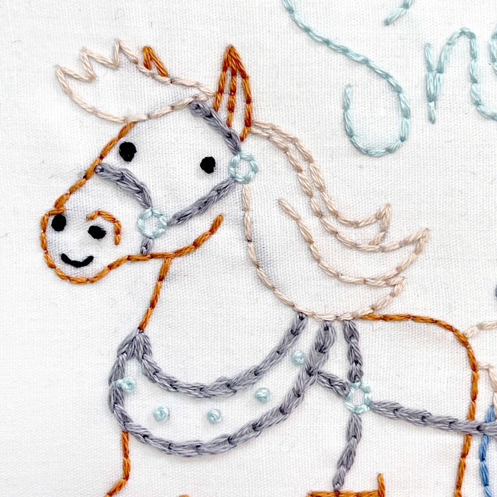 Penguin & Fish – Sleigh Ride Embroidery Kit | 8" Beginner Winter Embroidery Kit