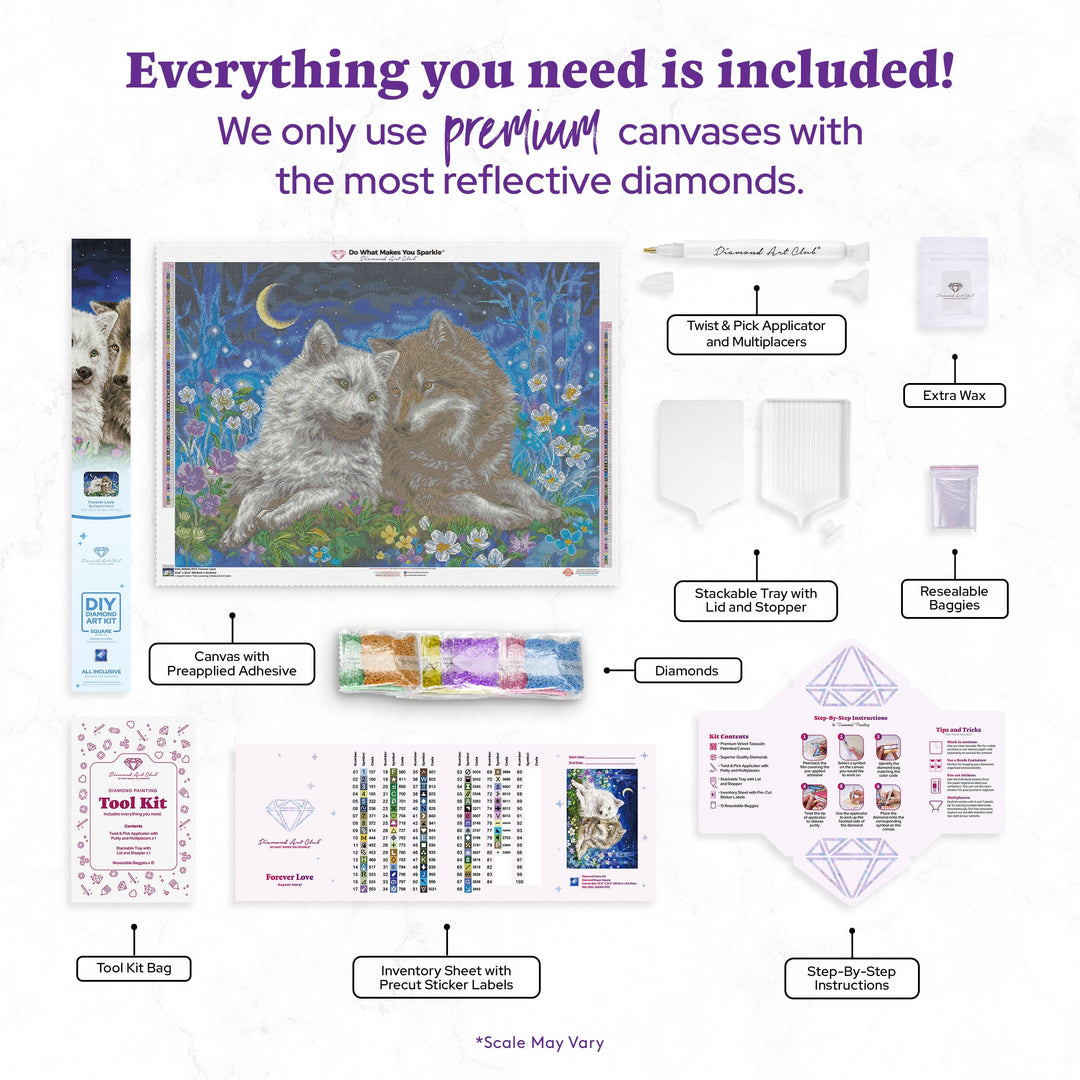 Diamond Art Club® Forever Love Wolf Diamond Painting Kit – 35.8" x 25.6"