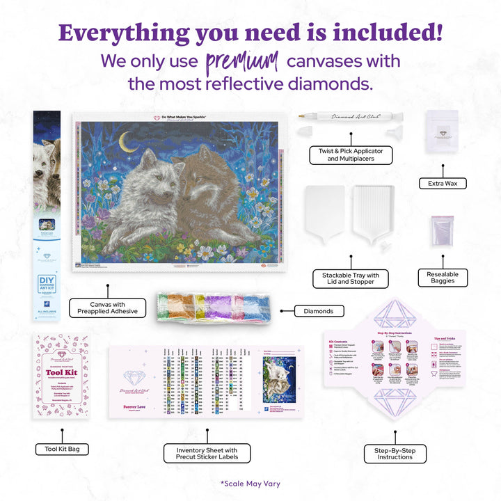 Diamond Art Club® Forever Love Wolf Diamond Painting Kit – 35.8" x 25.6"