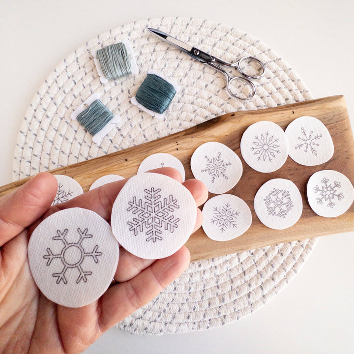Olmsted Needlework Co. - Mini Snowflake Stick and Stitch Embroidery Patterns - Pisgah Needleworks