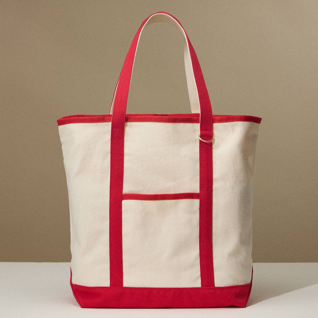 Lilla Haven - Ecofriendly Basic Cotton Canvas Everywhere Carry Tote Bag with Charm Holder: Red / One size / 5DG78048 - Pisgah Needleworks