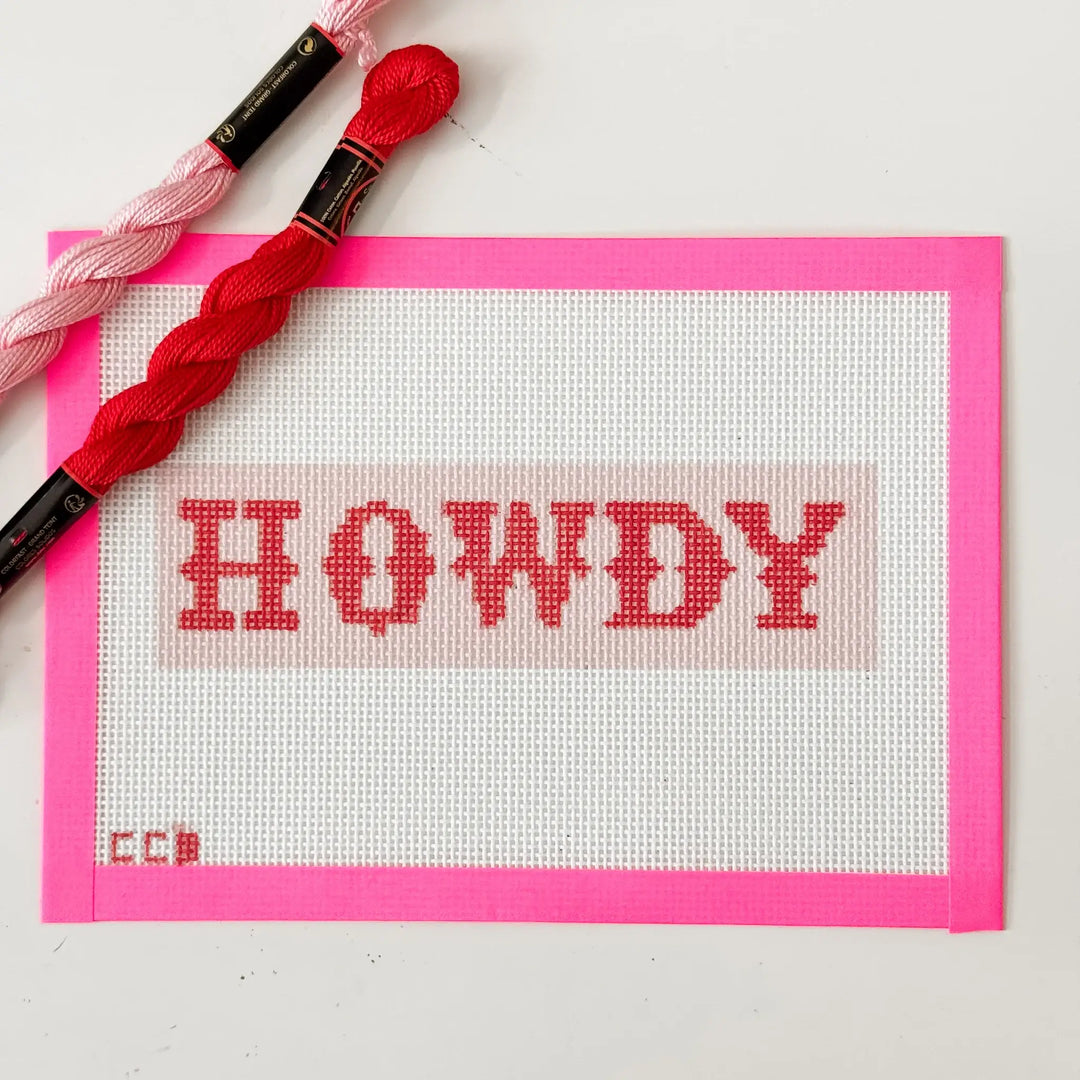 Cotswold Co Designs - Hand-Painted “Howdy” Bookmark Needlepoint Canvas | 2” x 7”  - Pisgah Needleworks