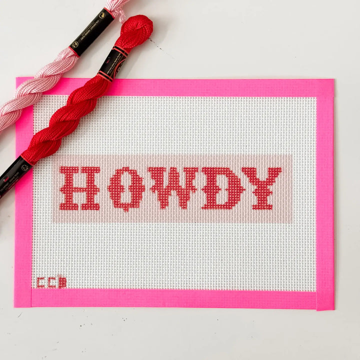 Cotswold Co Designs - Hand-Painted “Howdy” Bookmark Needlepoint Canvas | 2” x 7”  - Pisgah Needleworks