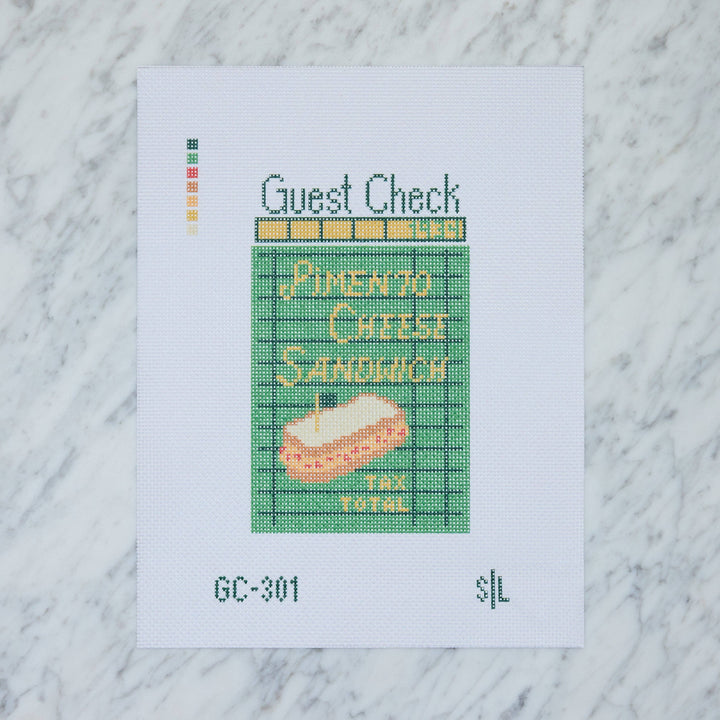 Stitch Lane Designs Pimento Cheese Sandwich Guest Check Needlepoint Canvas | 18 Mesh