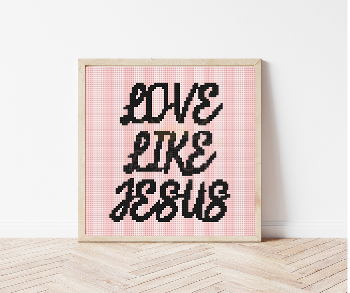 Bright Soul Thread Co. Love Like Jesus Counted Cross Stitch Kit Medium | Complete Christian Cross Stitch Kit