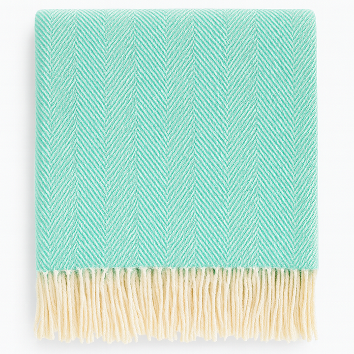 Fennco Styles - Herringbone Throw Blanket with Fringe: Camel - Pisgah Needleworks
