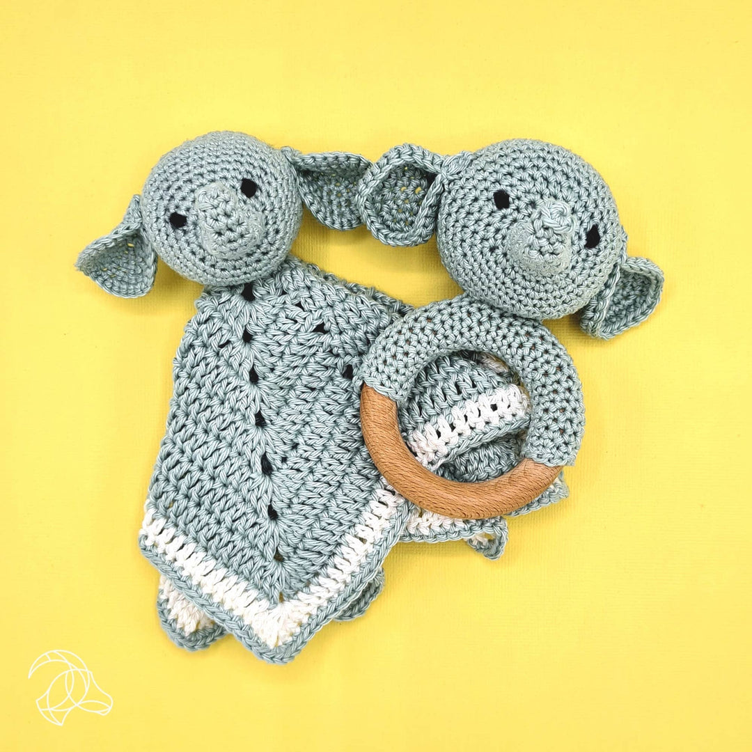Hardicraft USA - DIY Crochet Kit - Elephant Cuddle Cloth - Pisgah Needleworks