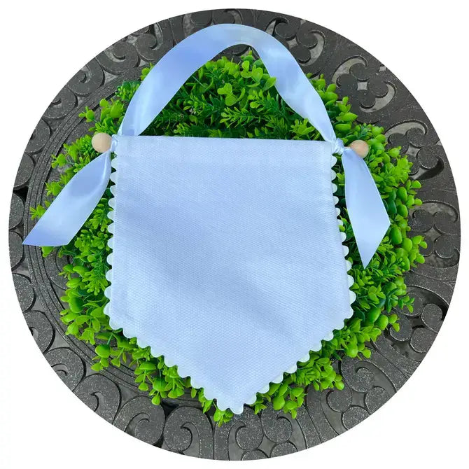 THE ROYALTY COLLECTION - White Cotton Pique Banner with Hanging Set : Blue - Pisgah Needleworks