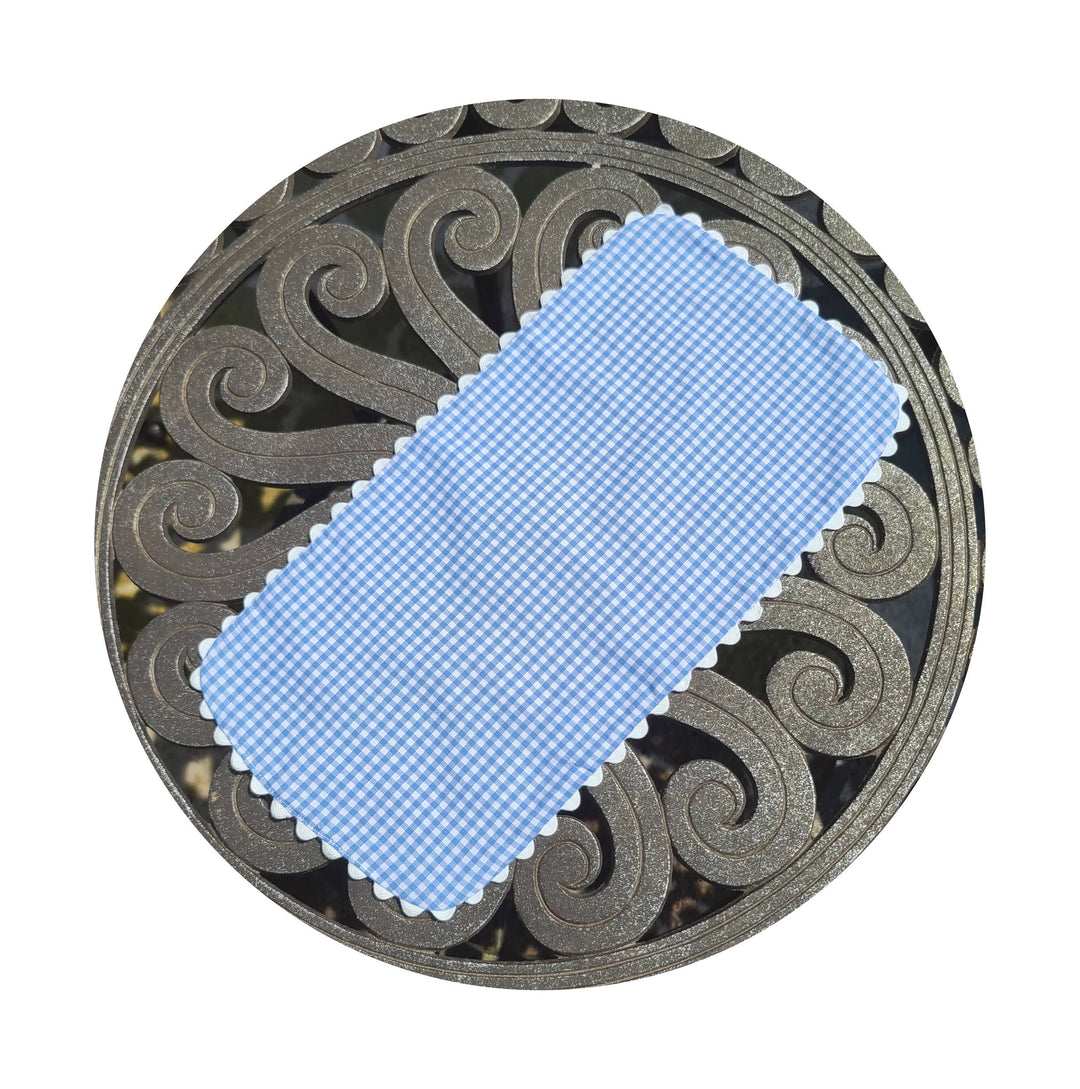 THE ROYALTY COLLECTION - Gingham Baby Burp Cloth With Ric Rac: Light blue - Pisgah Needleworks