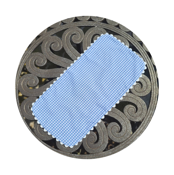 THE ROYALTY COLLECTION - Gingham Baby Burp Cloth With Ric Rac: Light blue - Pisgah Needleworks