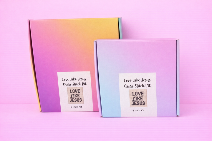 Bright Soul Thread Co. Love Like Jesus Counted Cross Stitch Kit Medium | Complete Christian Cross Stitch Kit