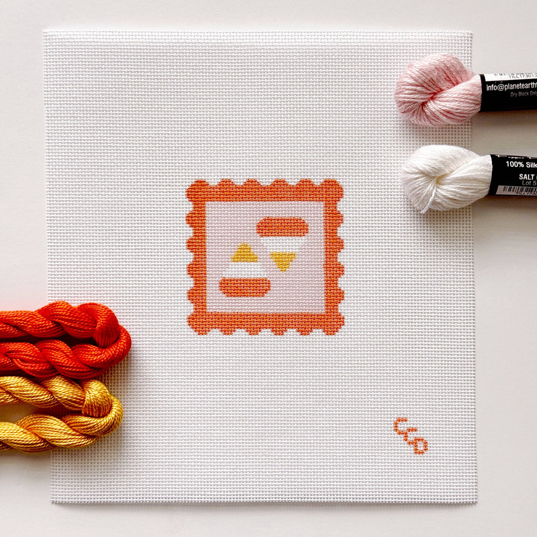 Cotswold Co Designs - Candy Corn Stamp Needlepoint Canvas – 18 Mesh Zweigart Mono Deluxe, 2.7" Hand Painted Fall Halloween Mini - Pisgah Needleworks