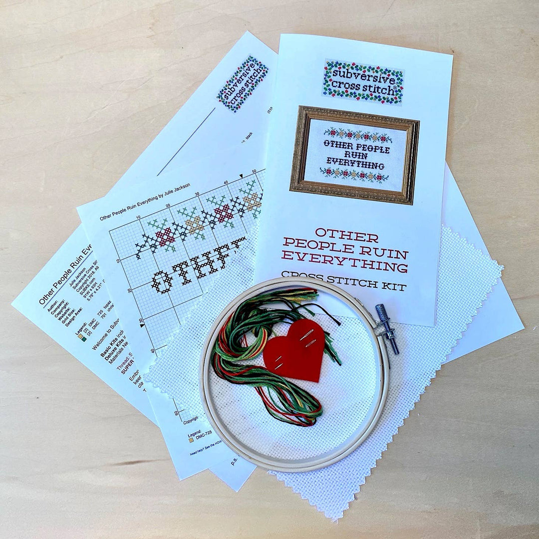 Subversive Cross Stitch I F*cking Love You Deluxe Cross Stitch Kit | Funny Romantic Cross Stitch Kit