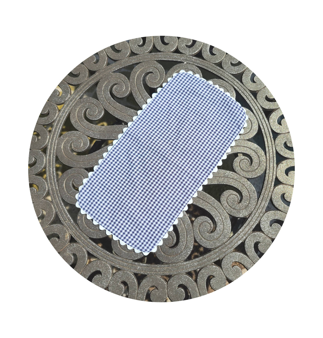 THE ROYALTY COLLECTION - Gingham Baby Burp Cloth With Ric Rac: Light blue - Pisgah Needleworks