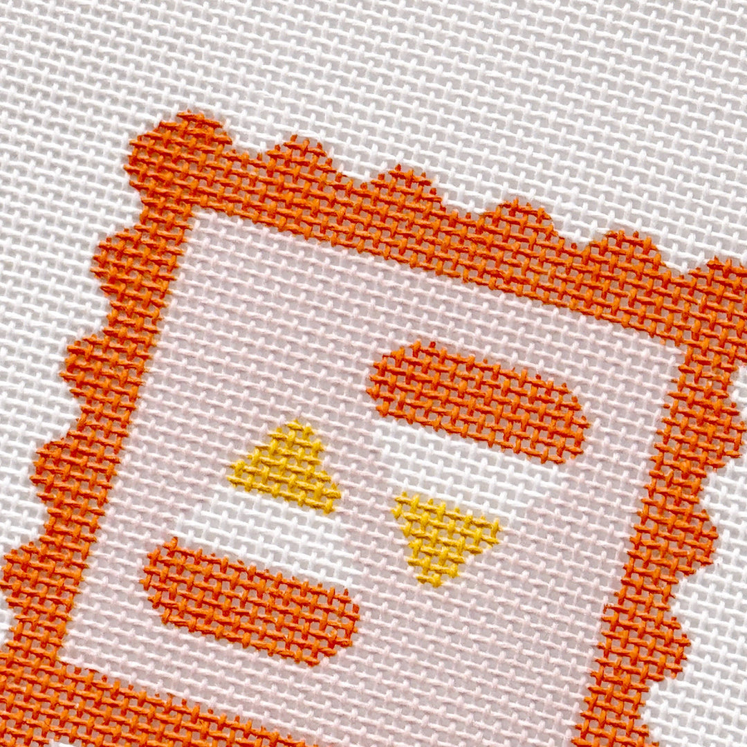 Cotswold Co Designs - Candy Corn Stamp Needlepoint Canvas – 18 Mesh Zweigart Mono Deluxe, 2.7" Hand Painted Fall Halloween Mini - Pisgah Needleworks