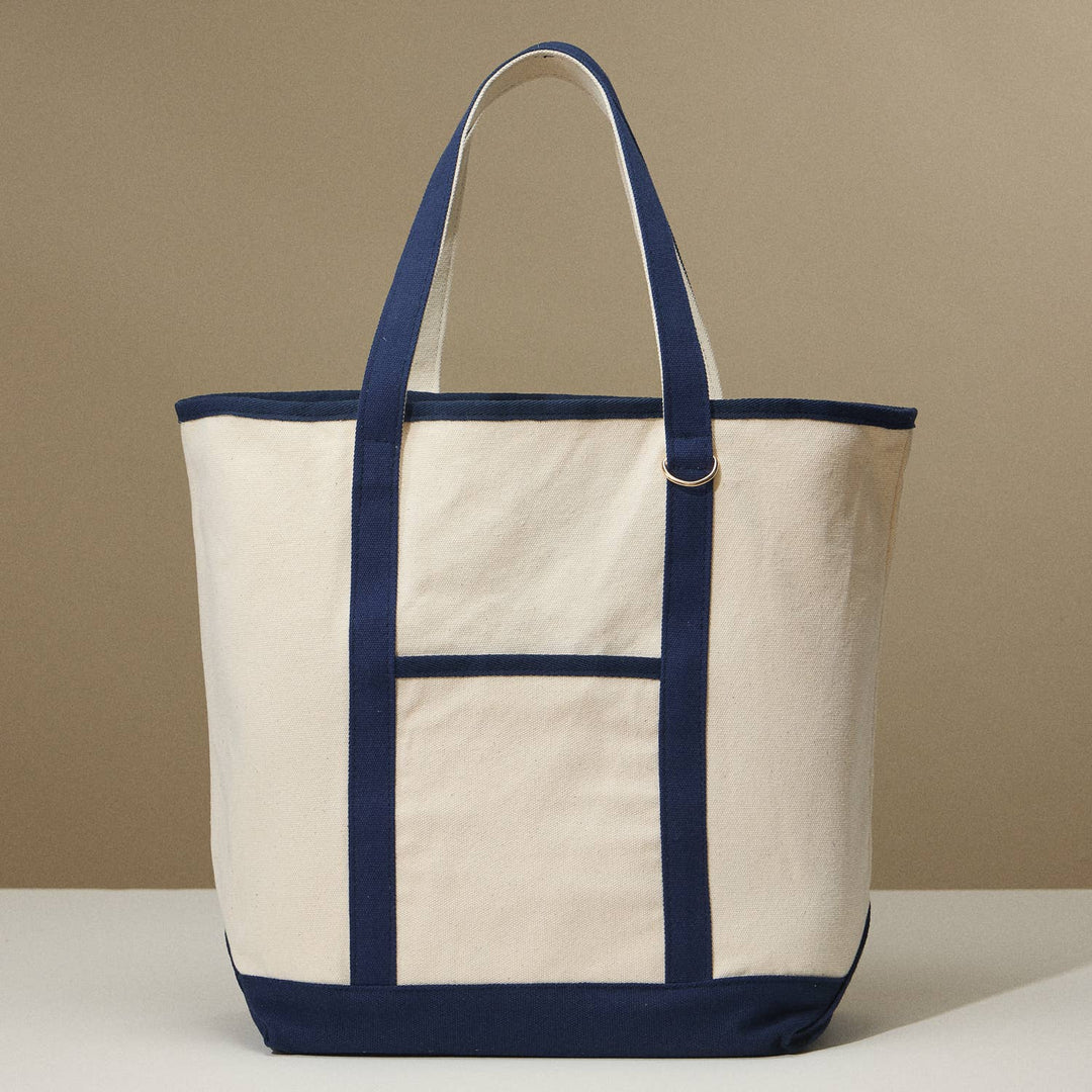 Lilla Haven - Ecofriendly Basic Cotton Canvas Everywhere Carry Tote Bag with Charm Holder: Navy / One size / 5DG78048 - Pisgah Needleworks