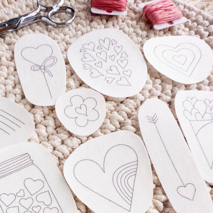 Olmsted Needlework Co. - Hearts Stick and Stitch Embroidery Patterns - Pisgah Needleworks