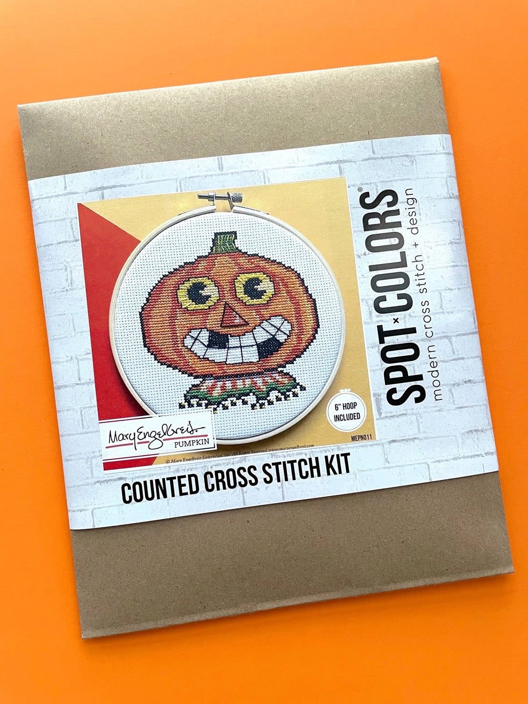 Spot Colors - Pumpkin by Mary Engelbreit Counted Cross Stitch DIY KIT