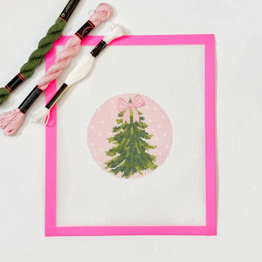 Cotswold Co Designs - Hand-Painted Bow Christmas Tree Needlepoint Ornament Canvas - Pisgah Needleworks