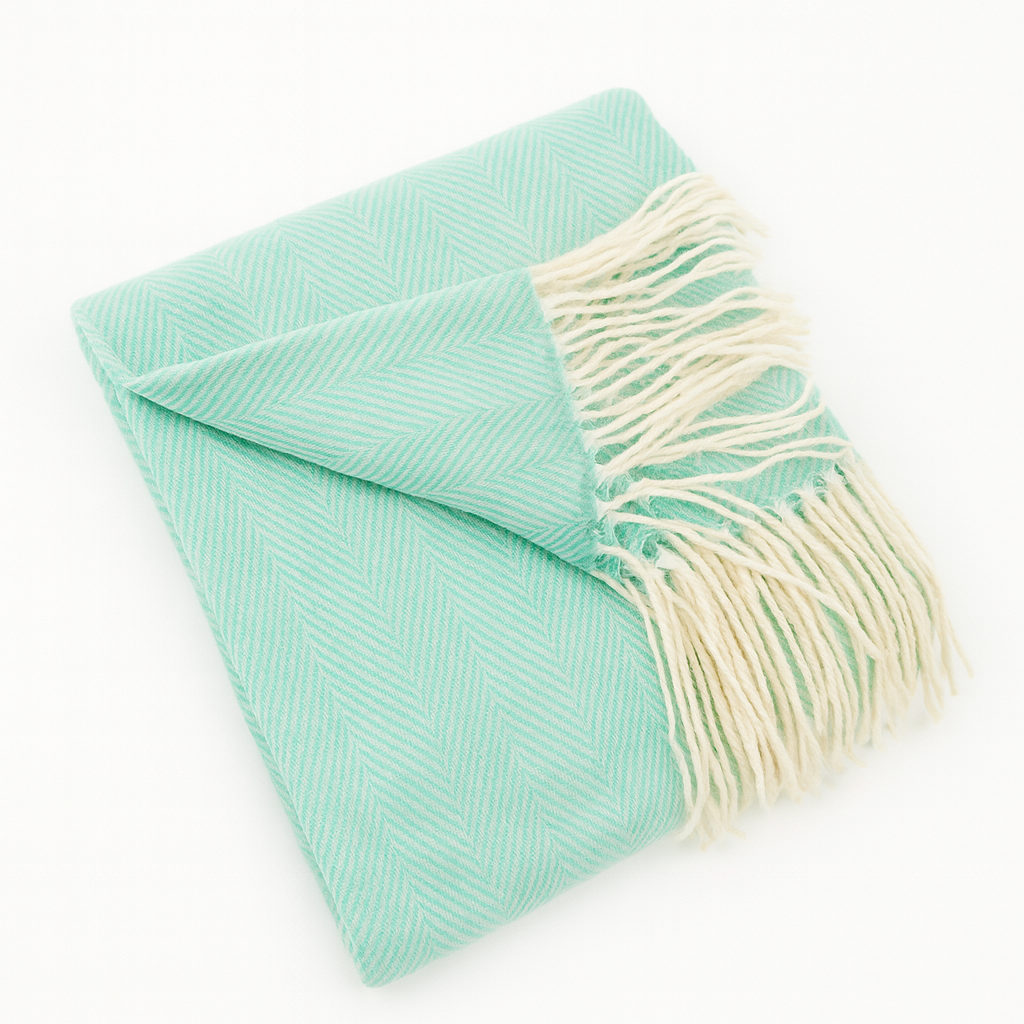 Fennco Styles - Herringbone Throw Blanket with Fringe: Camel - Pisgah Needleworks