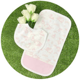 THE ROYALTY COLLECTION - Pink Toile Custom Burp Set : Pink - Pisgah Needleworks