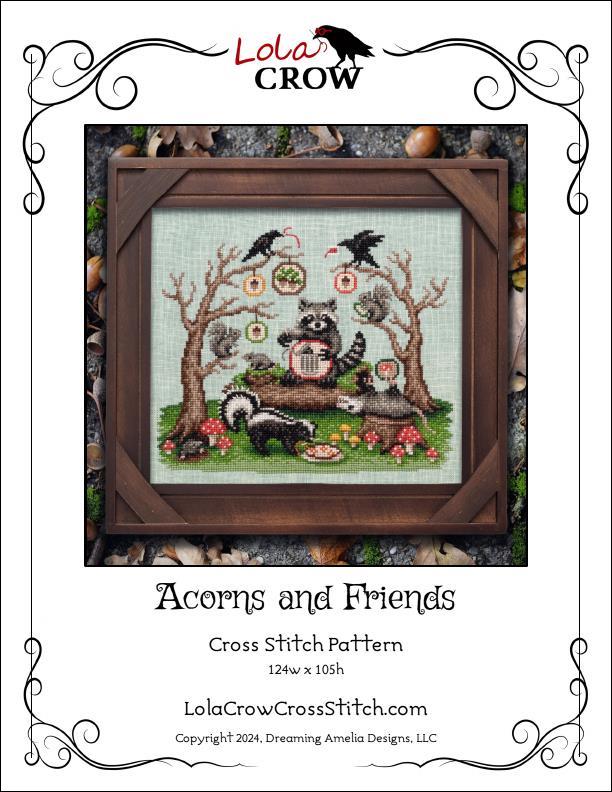 Acorns and Friends Cross Stitch Pattern – Lola Crow Woodland Design - Pisgah Needleworks