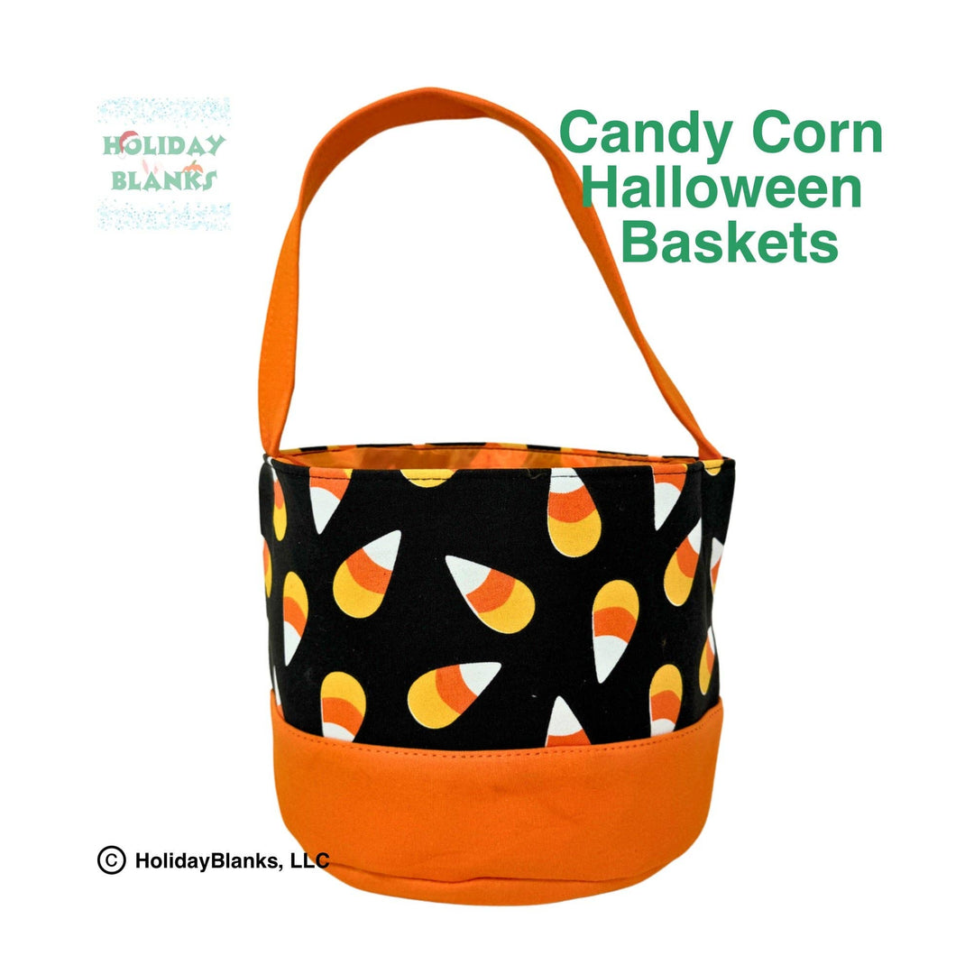 Holiday Blanks - Halloween Candy Corn design basket embroidery blanks: XLarge (10.5" tall x 10" diameter) - Pisgah Needleworks