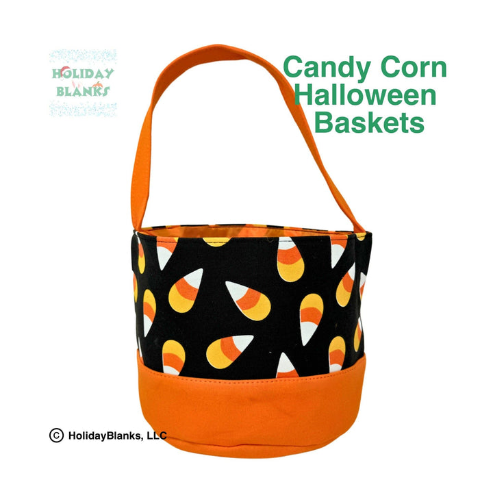 Holiday Blanks - Halloween Candy Corn design basket embroidery blanks: XLarge (10.5" tall x 10" diameter) - Pisgah Needleworks