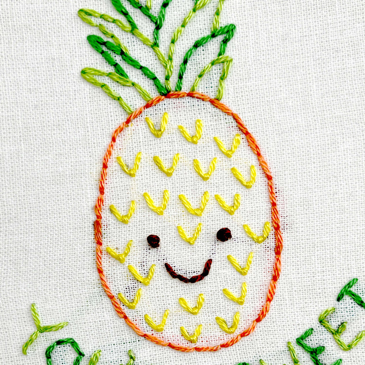Penguin & Fish – Pineapple Embroidery Kit | 4" Beginner Hand Embroidery Kit