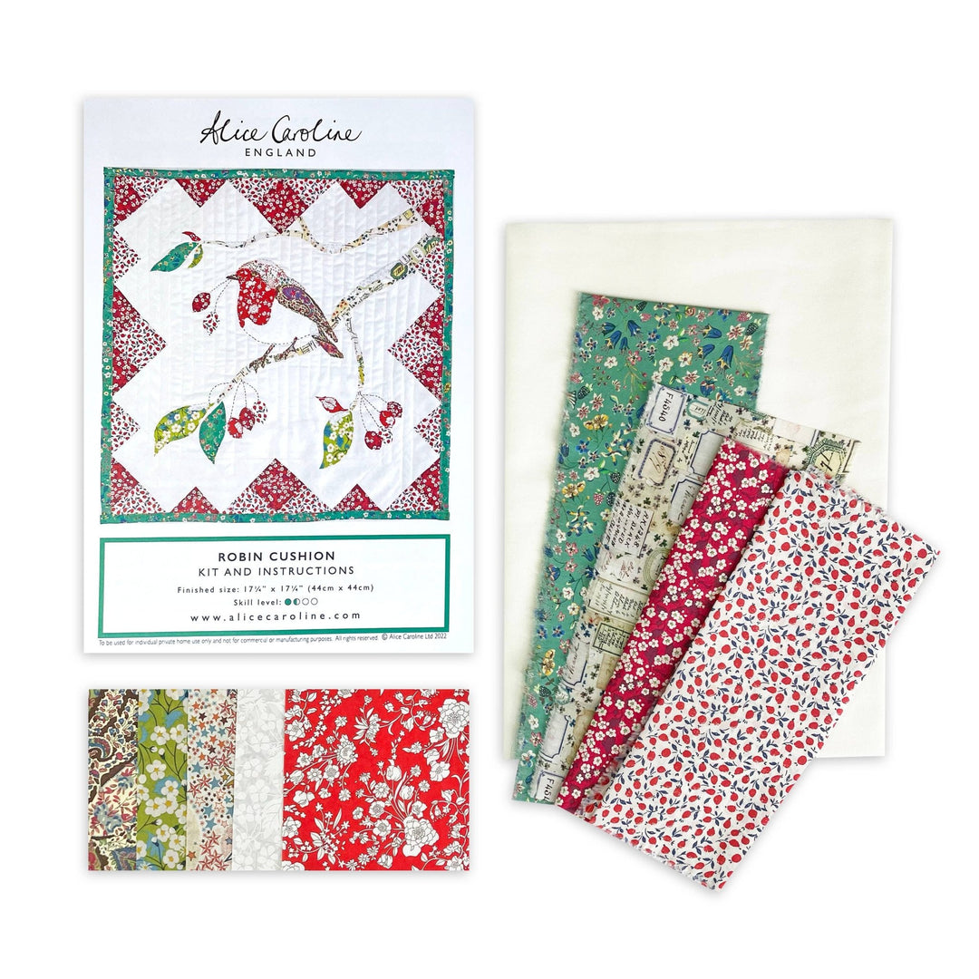 Alice Caroline – Liberty Tana Lawn® Robin Cushion Kit (Christmas) - Pisgah Needleworks