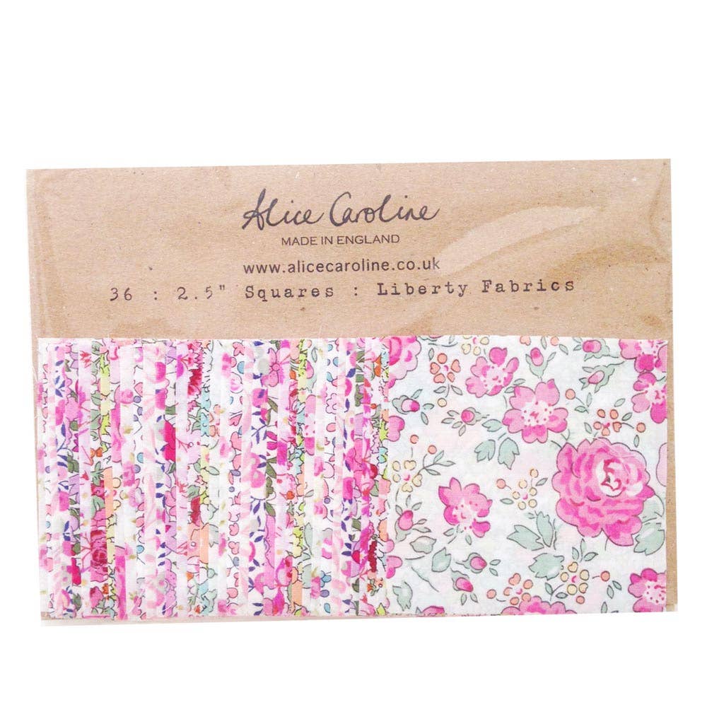 Pack of Liberty Fabrics with floral design and Alice Caroline branding on a white background