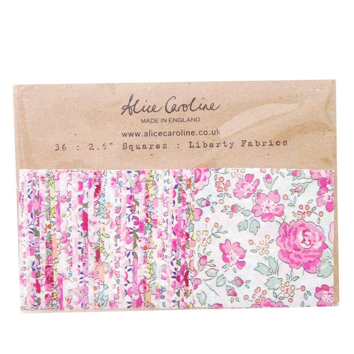Pack of Liberty Fabrics with floral design and Alice Caroline branding on a white background