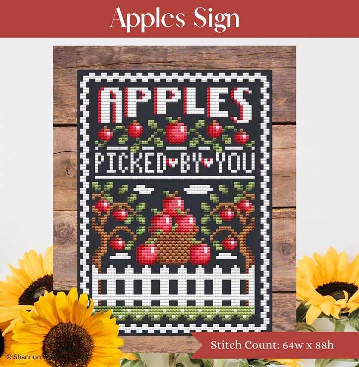 Apples Sign Cross Stitch Pattern | Shannon Christine Designs Leaflet - Pisgah Needleworks
