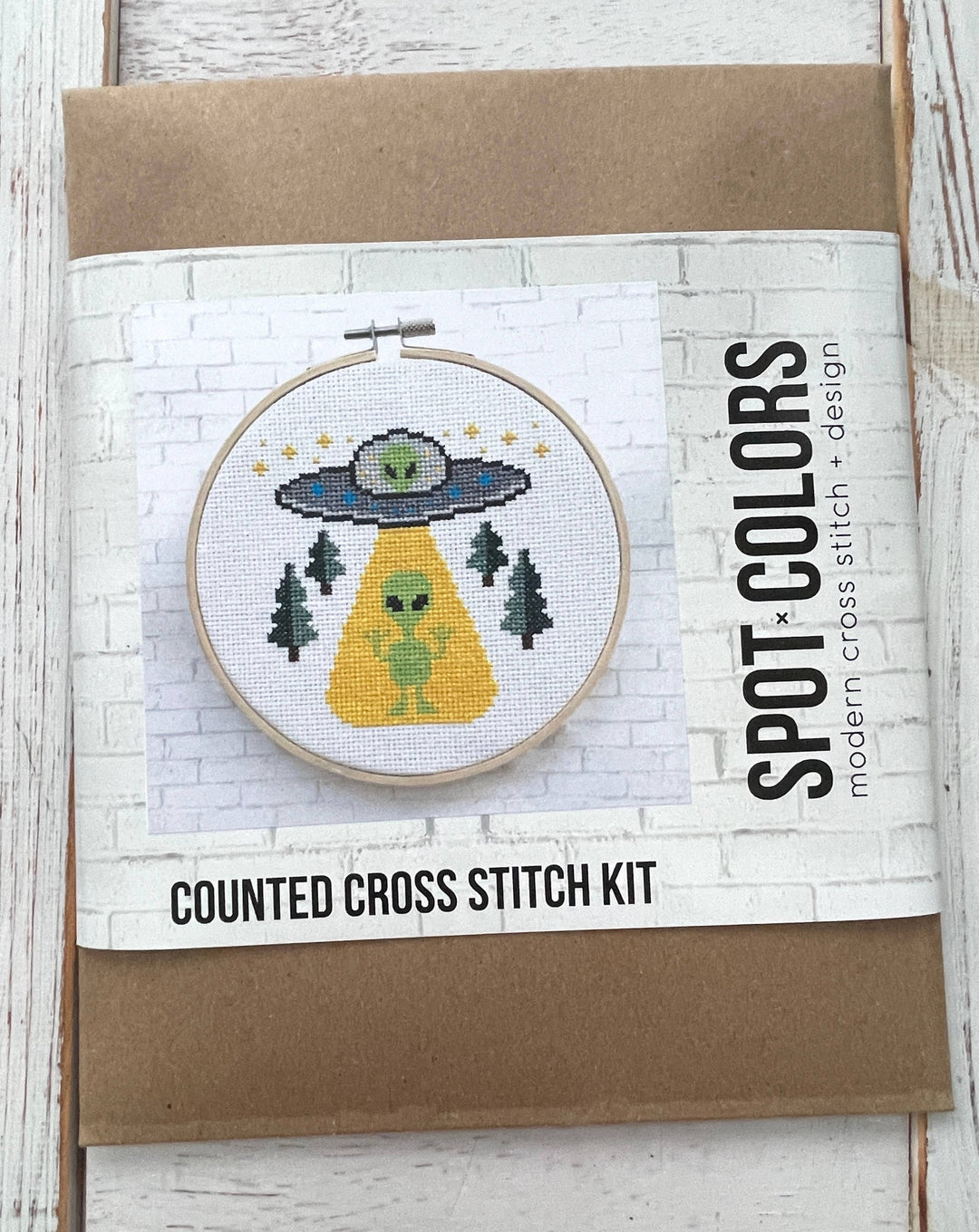 Spot Colors - We Are Not Alone Alien Cross Stitch Kit