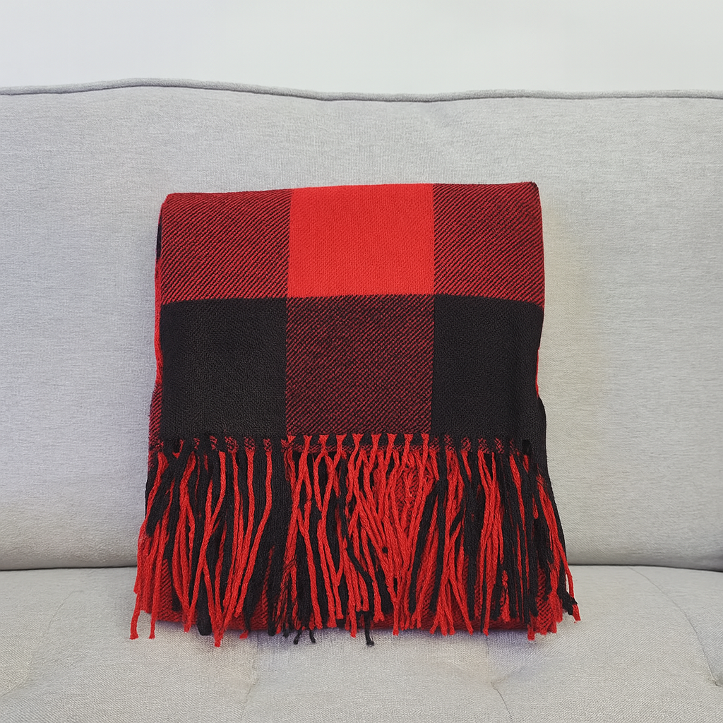 Fennco Styles - Classic Buffalo Plaid Decorative Throw Blanket: Red - Pisgah Needleworks