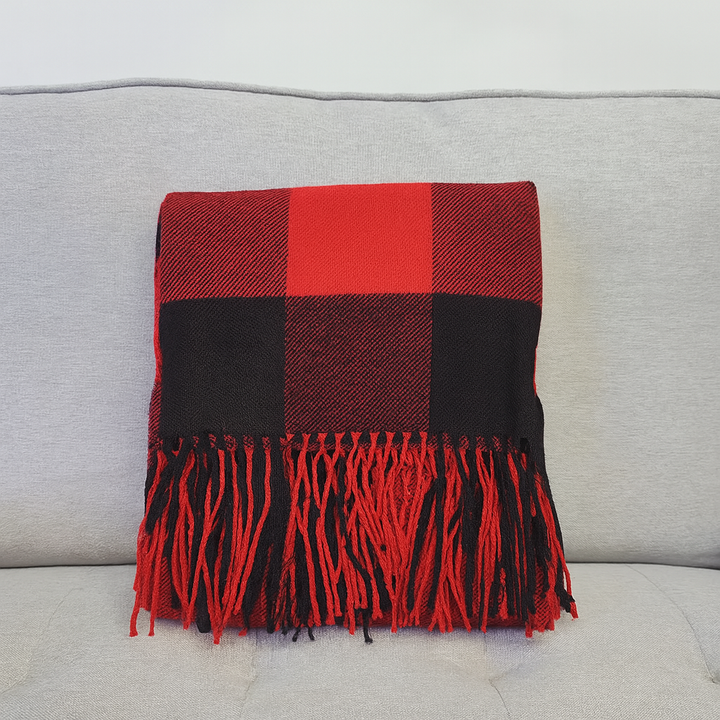 Fennco Styles - Classic Buffalo Plaid Decorative Throw Blanket: Red - Pisgah Needleworks