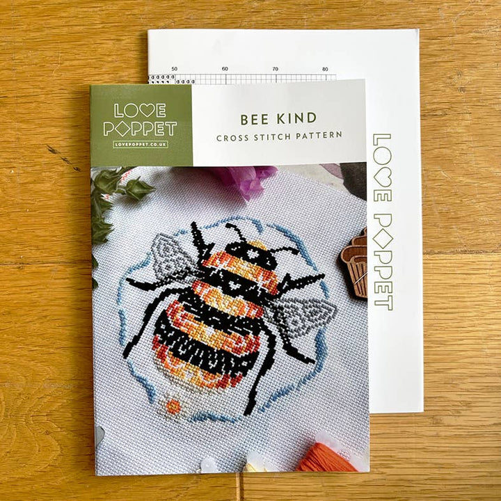 Bee Kind Cross Stitch Pattern – Love Poppet Printed Chart - Pisgah Needleworks