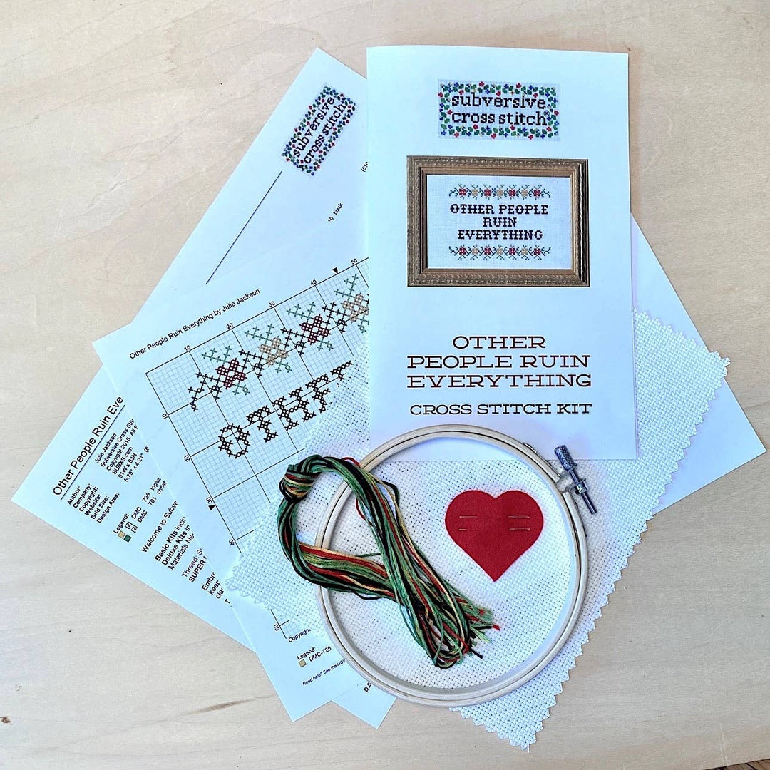 Subversive Cross Stitch - Don't Let Idiots Ruin Your Day Deluxe Cross Stitch Kit - Pisgah Needleworks