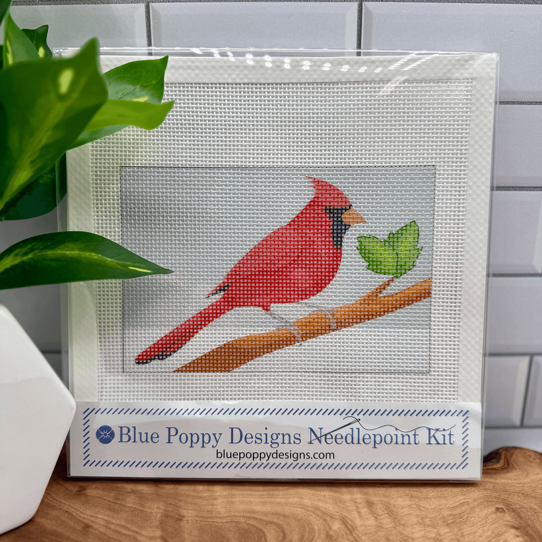 Blue Poppy Designs Cardinal Beginner Needlepoint Kit - Pisgah Needleworks