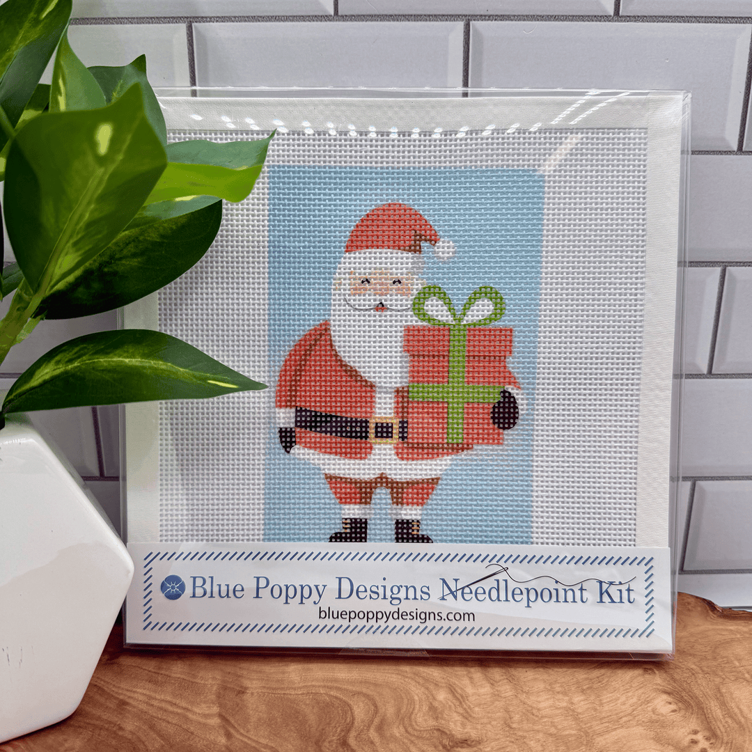 Blue Poppy Designs Christmas Santa Beginner Needlepoint Kit - Pisgah Needleworks