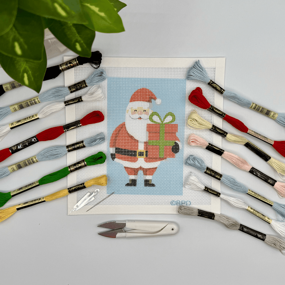 Blue Poppy Designs Christmas Santa Beginner Needlepoint Kit - Pisgah Needleworks