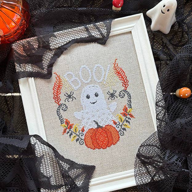 Boo Ghost Cross Stitch Pattern – Love Poppet Printed Chart - Pisgah Needleworks