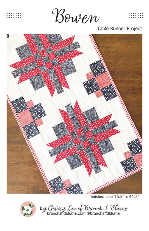 Branch & Blume Bowen Table Runner Quilt Pattern | Patriotic Table Runner Design - Pisgah Needleworks