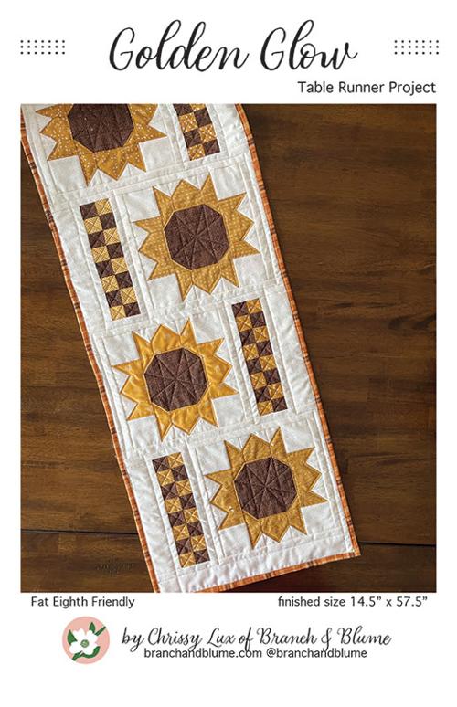 Branch & Blume Golden Glow Table Runner Quilt Pattern | Sunflower Table Runner Pattern - Pisgah Needleworks