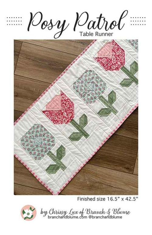 Branch & Blume Posy Patrol Table Runner Quilt Pattern | Floral Table Runner Pattern - Pisgah Needleworks